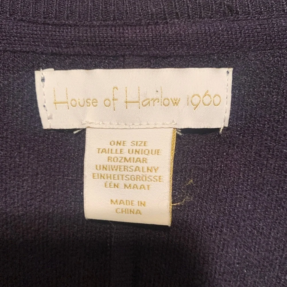 House of Harlow 1960 Navy Boho Poncho One Size - Picture 4 of 15